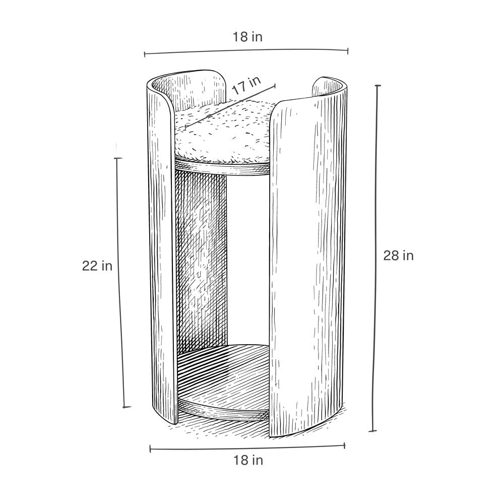 Freya | Cat Tree | Modern Tower with Faux Fur Cushion | Natural, Black, White