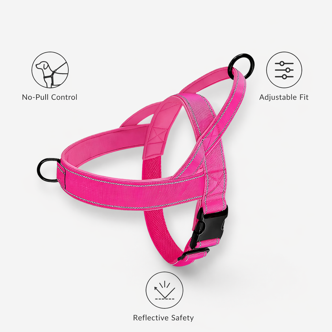 Dog Harness | No Pull, Adjustable, Reflective | Double D Rings, Quick Release