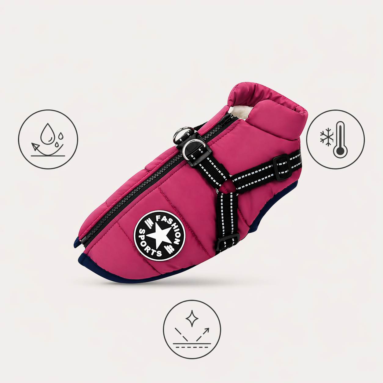 Dog Jacket | Waterproof, Insulated, Reflective | Harness Winter Coat