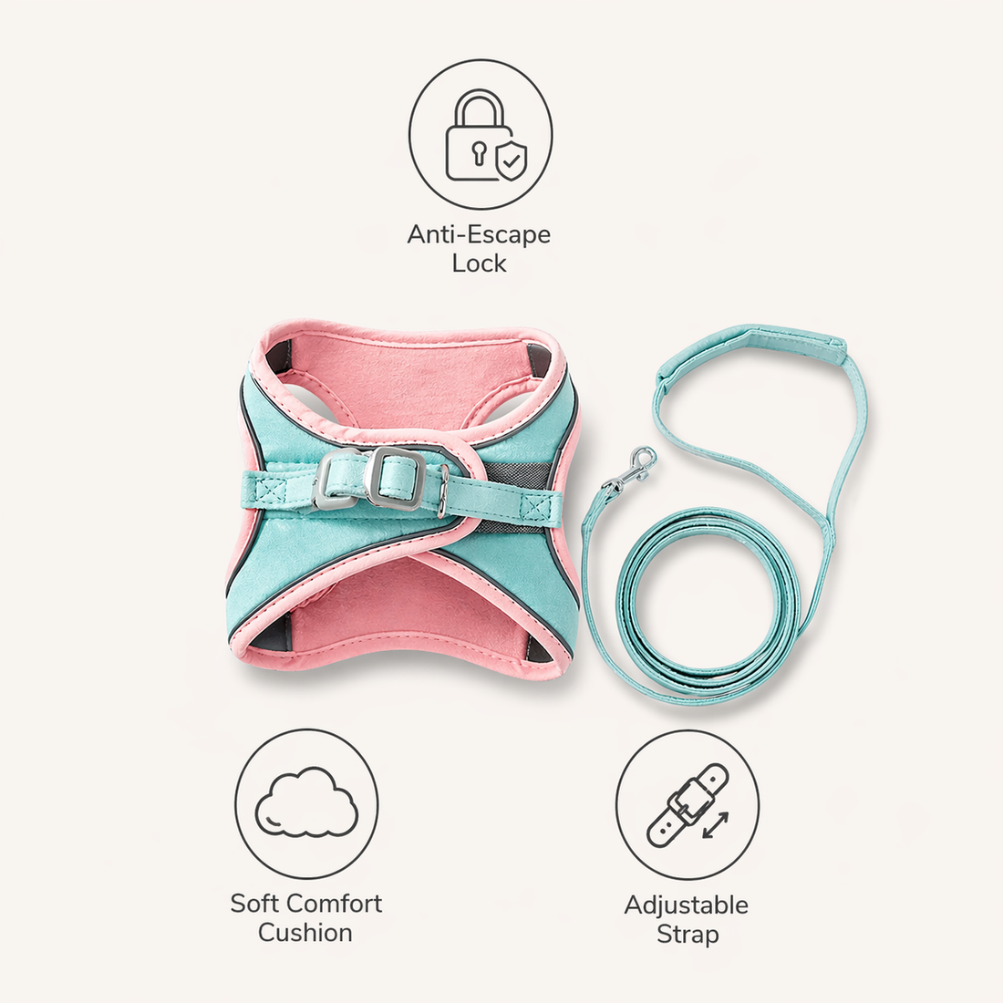 Cat Harness and Leash Set | Adjustable, Escape Proof | Soft Padded