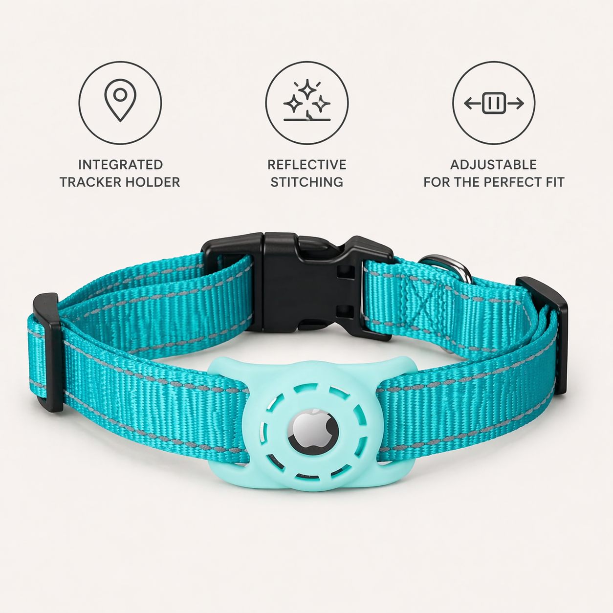 AirTag Dog Collar | Adjustable, Reflective Nylon | Tracker Holder