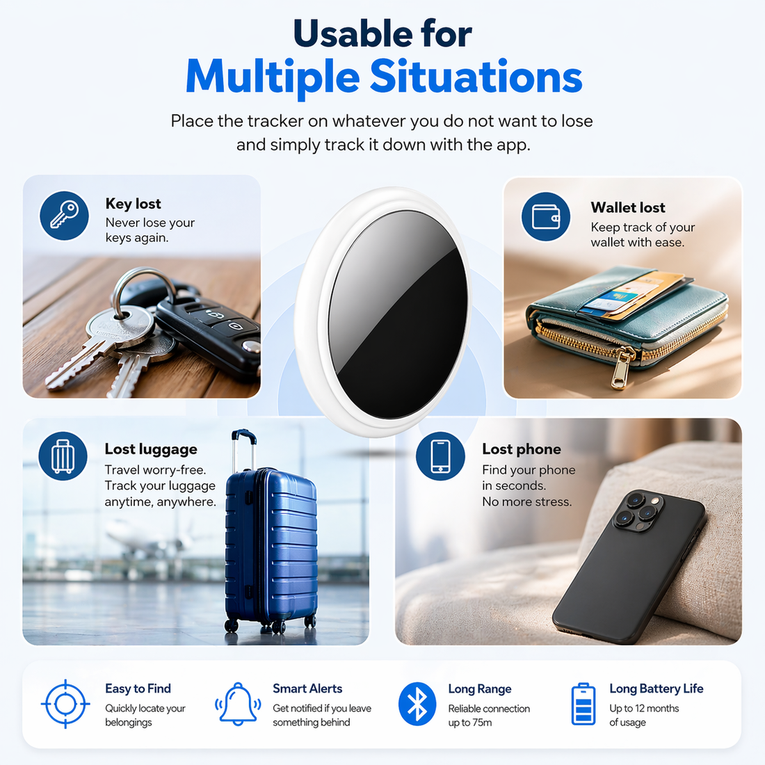 Pet Tracker | Bluetooth, iOS Android Compatible | Key Wallet Finder