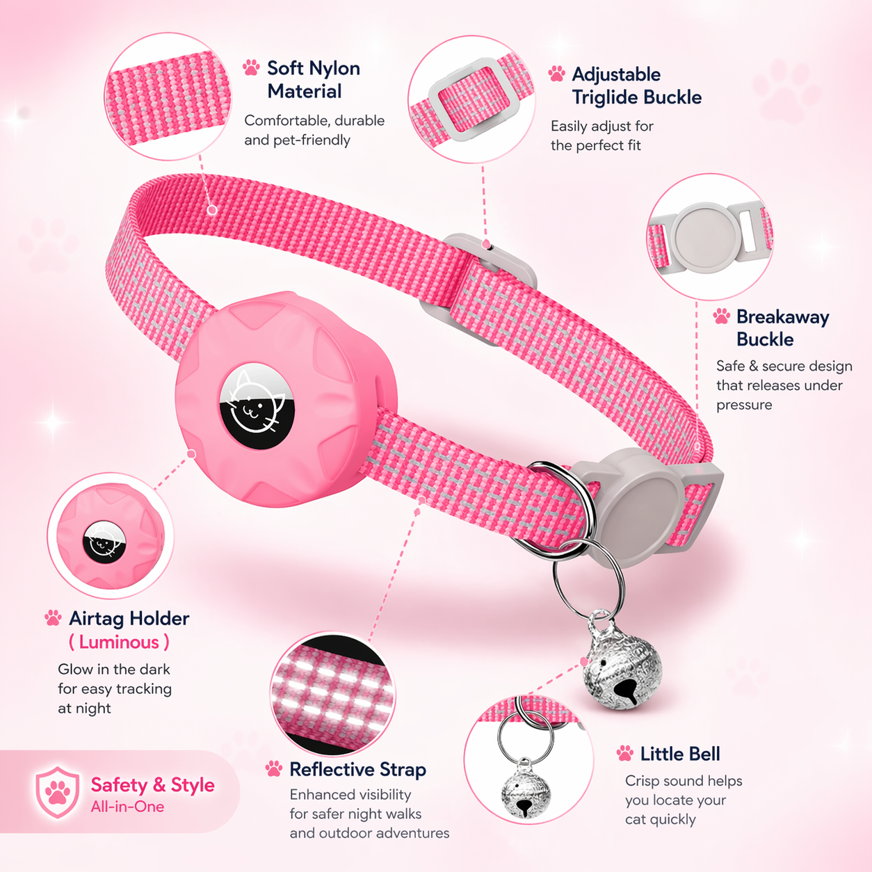 Pet Tracker | Apple Find My Compatible, iOS | Cat Collar Tag