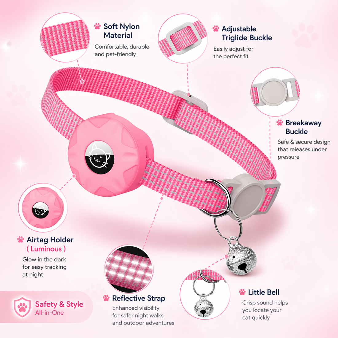 Pet Tracker | Apple Find My Compatible, iOS | Cat Collar Tag