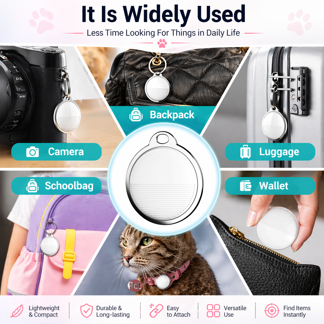 Pet Tracker | Apple Find My Compatible, iOS | Cat Collar Tag