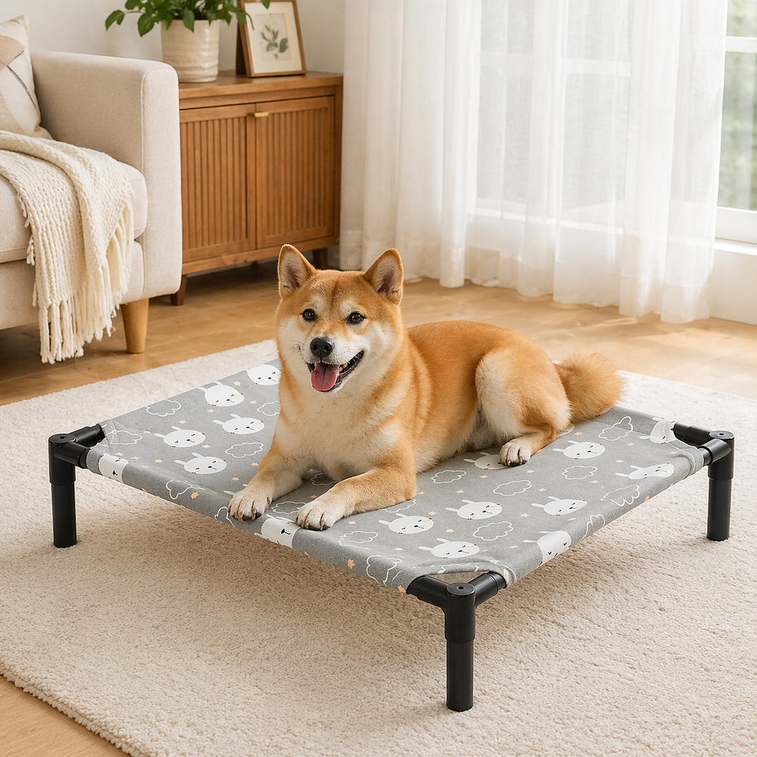 Elevated Dog Bed | Breathable Mesh, Foldable | Raised Pet Cot