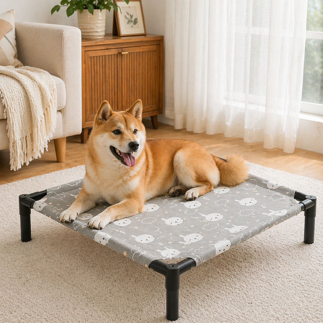 Elevated Dog Bed | Breathable Mesh, Foldable | Raised Pet Cot
