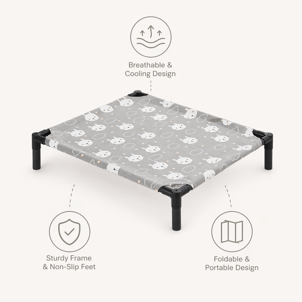 Elevated Dog Bed | Breathable Mesh, Foldable | Raised Pet Cot