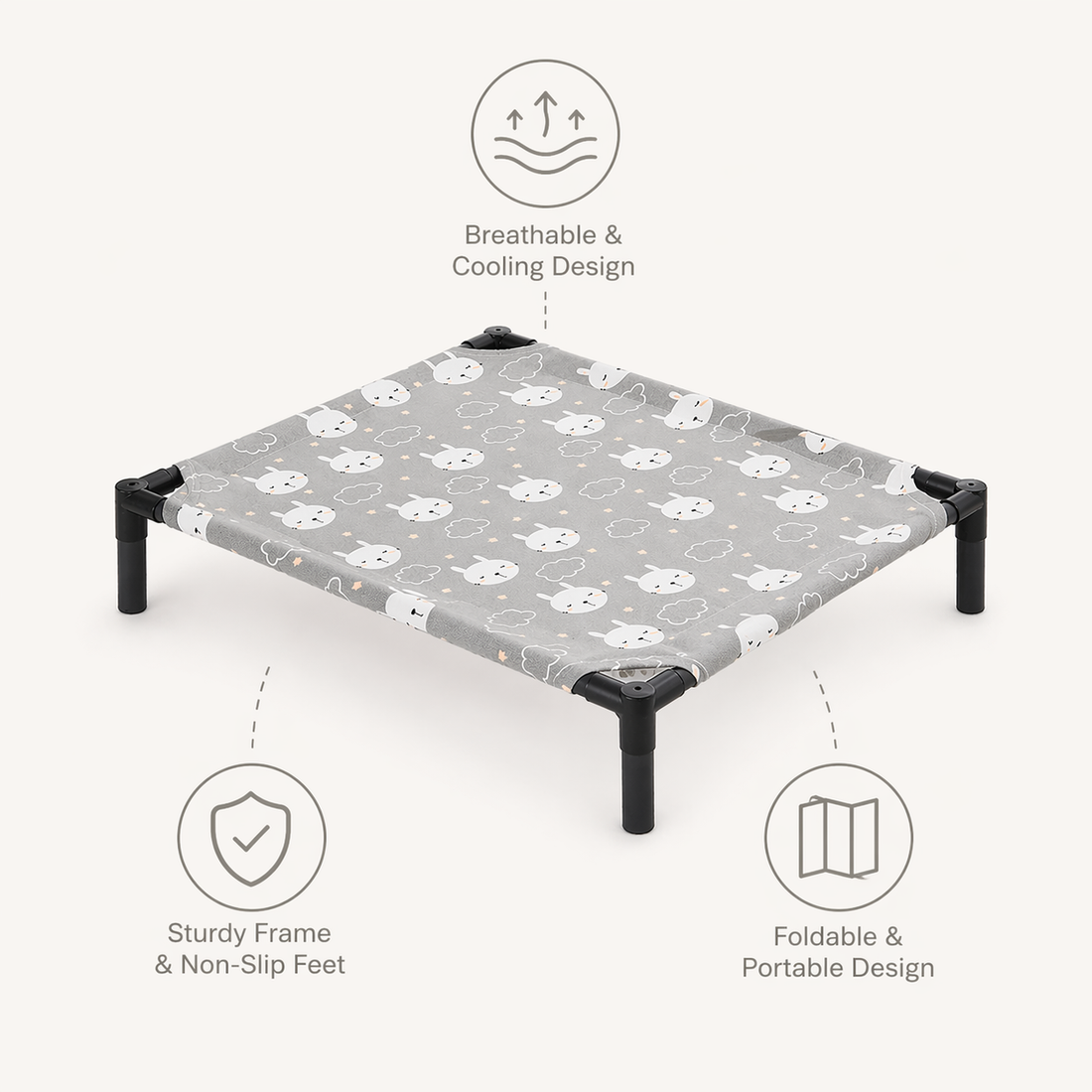 Elevated Dog Bed | Breathable Mesh, Foldable | Raised Pet Cot