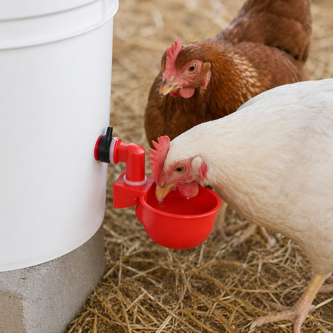 Chicken Water Cups | Automatic Poultry Drinker, Bucket Attachment