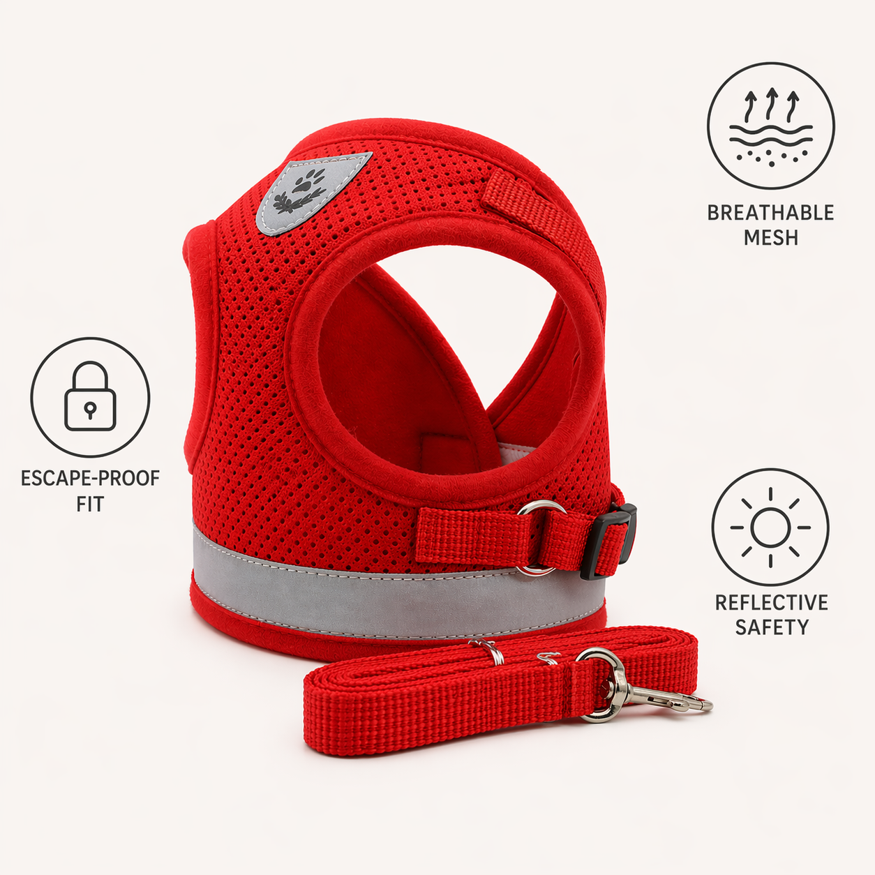 Cat Harness and Leash | Adjustable Escape Proof Vest, Reflective Mesh