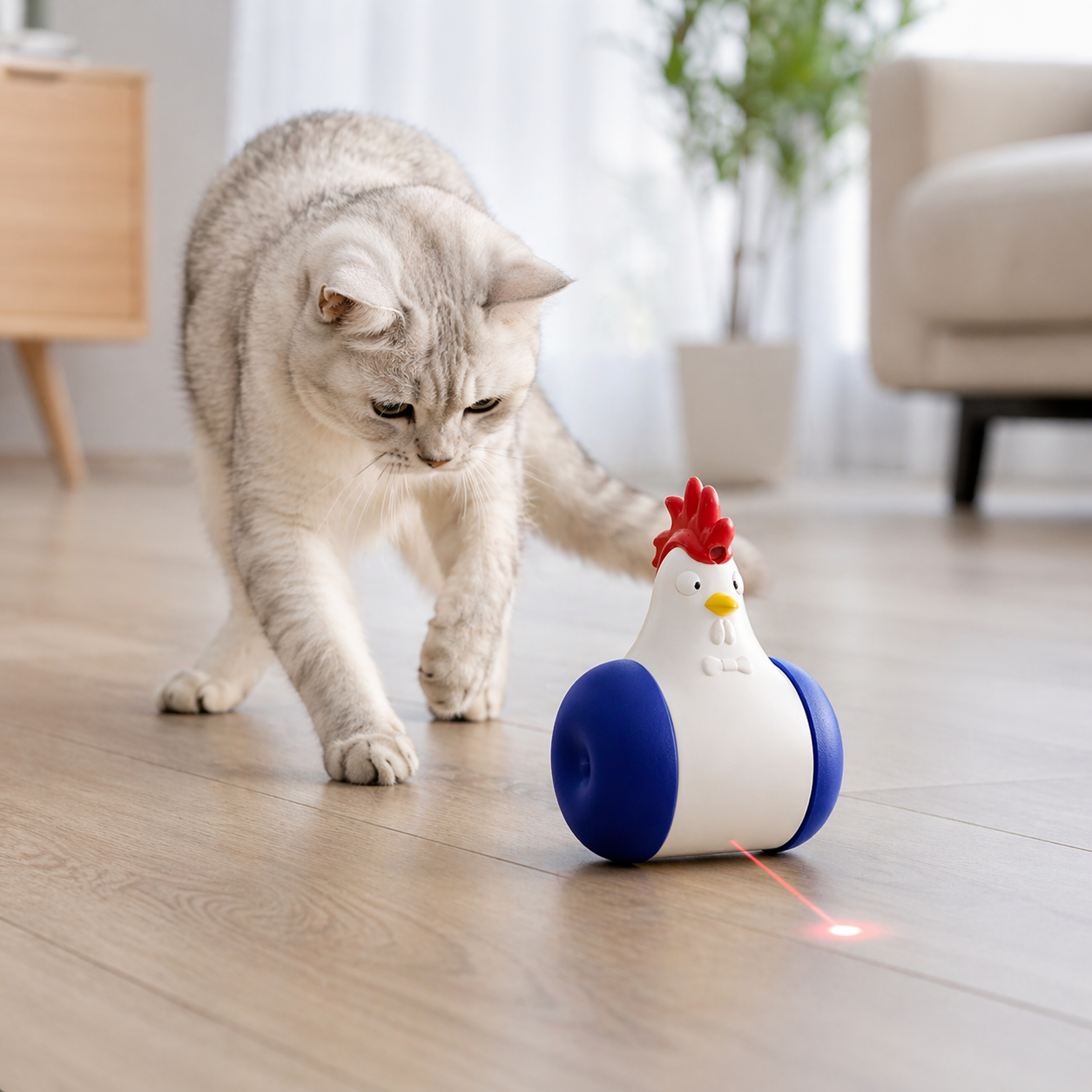 Cat Laser Toy | Interactive Rolling Teaser, Automatic Motion Chicken