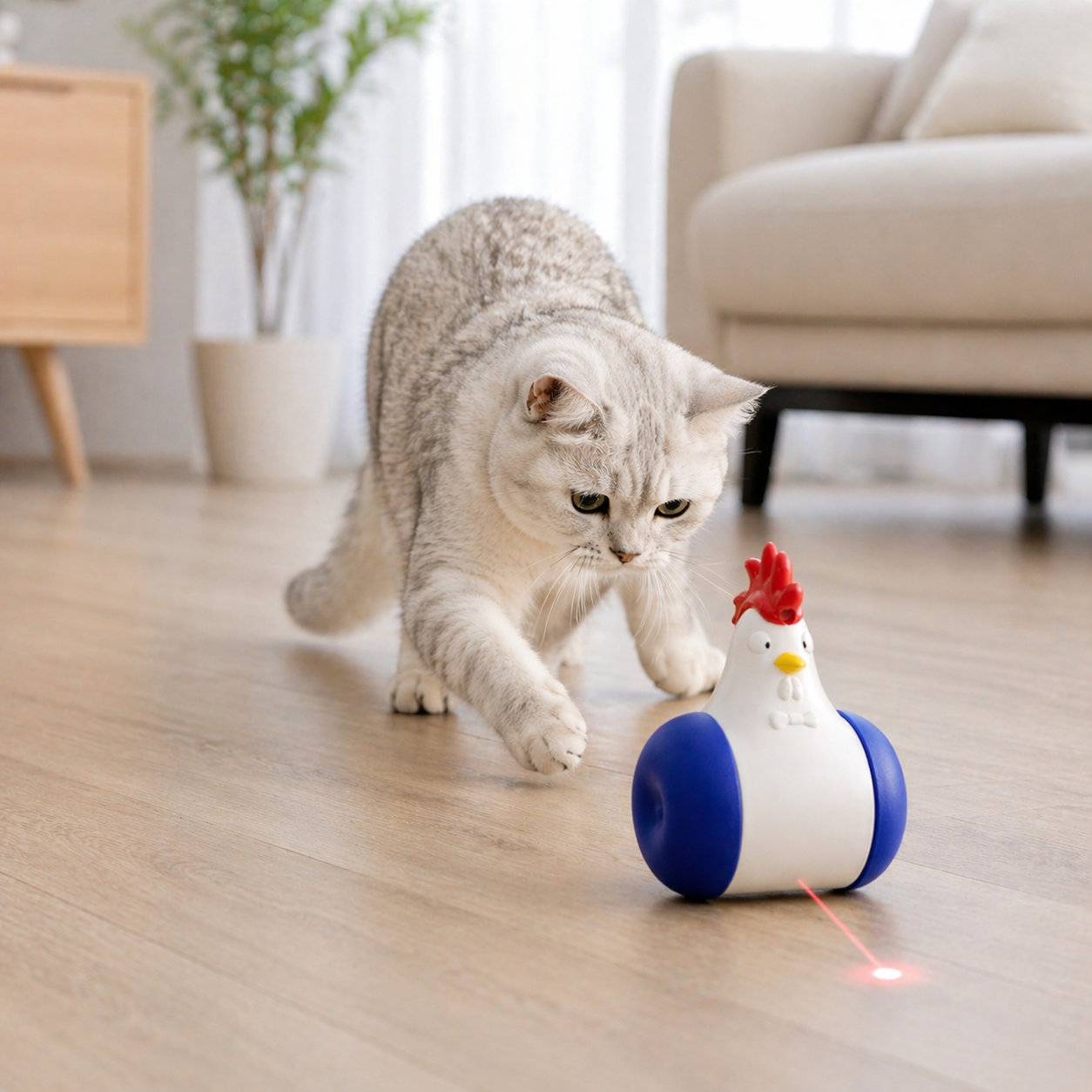 Cat Laser Toy | Interactive Rolling Teaser, Automatic Motion Chicken
