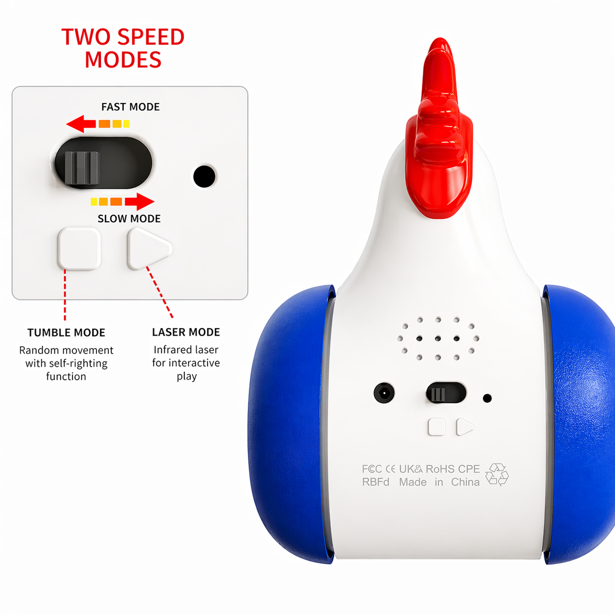 Cat Laser Toy | Interactive Rolling Teaser, Automatic Motion Chicken