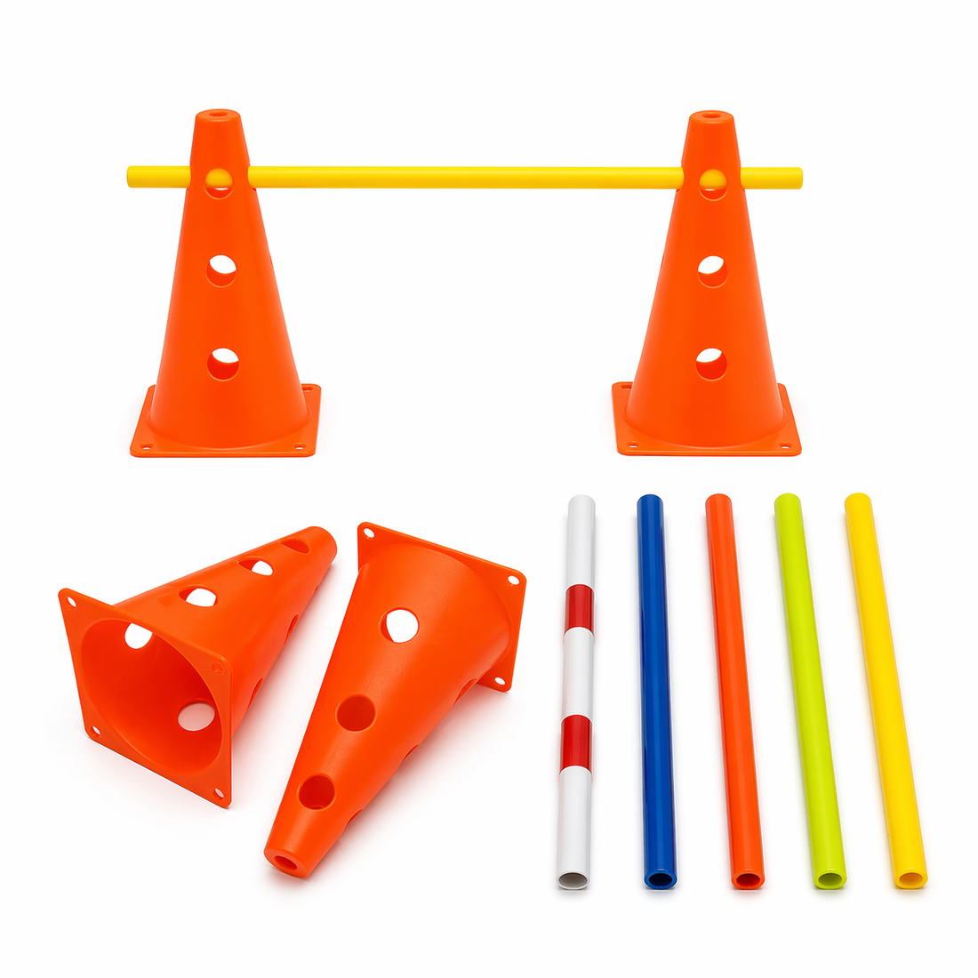 Dog Agility Set | Adjustable Jump Bars, Training Cones Kit
