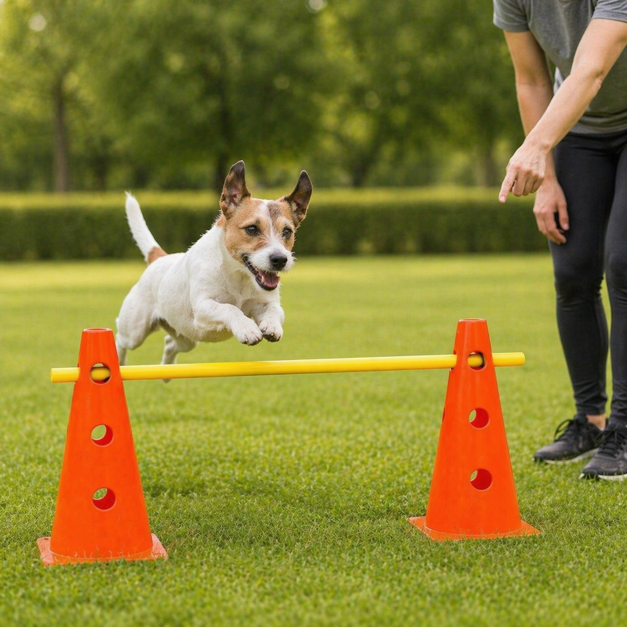 Dog Agility Set | Adjustable Jump Bars, Training Cones Kit