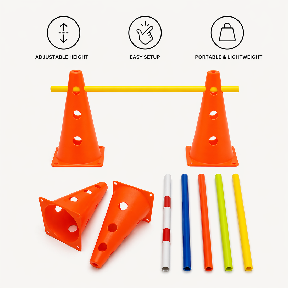 Dog Agility Set | Adjustable Jump Bars, Training Cones Kit