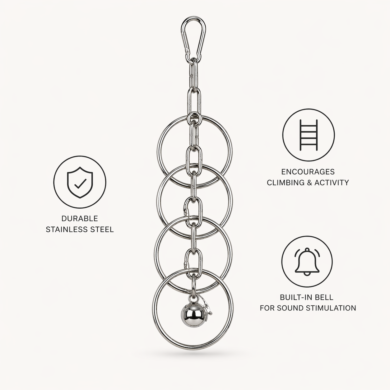 Parrot Toy | Stainless Steel Bird Toy, Hanging Chew Climbing Toy