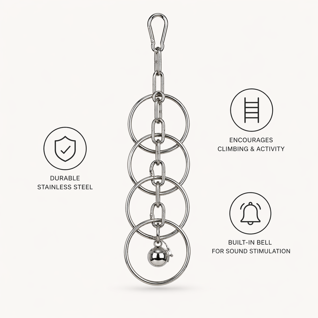 Parrot Toy | Stainless Steel Bird Toy, Hanging Chew Climbing Toy
