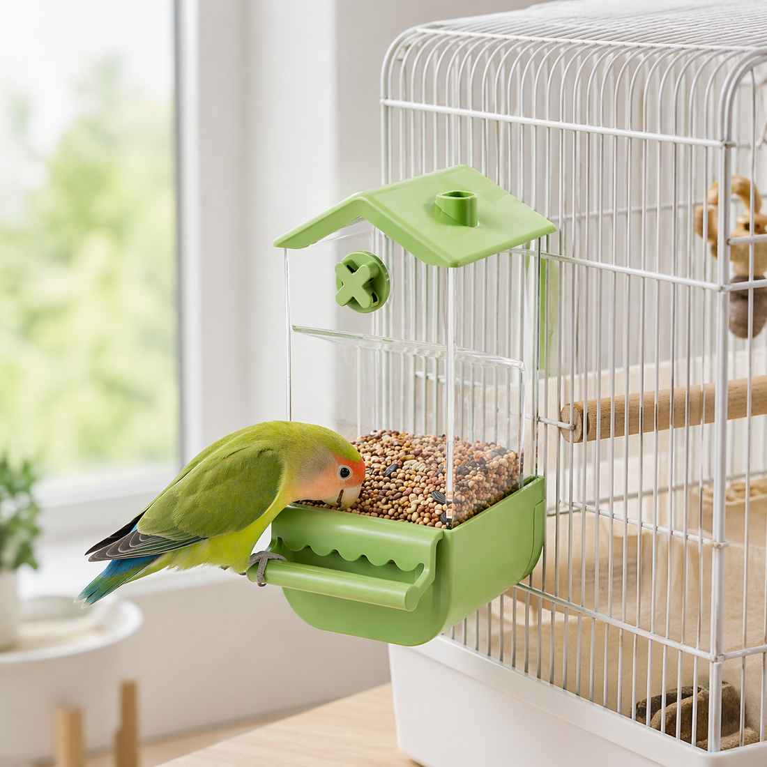 Bird Feeder | Automatic Cage Feeder, No Mess, Anti Spill, Transparent