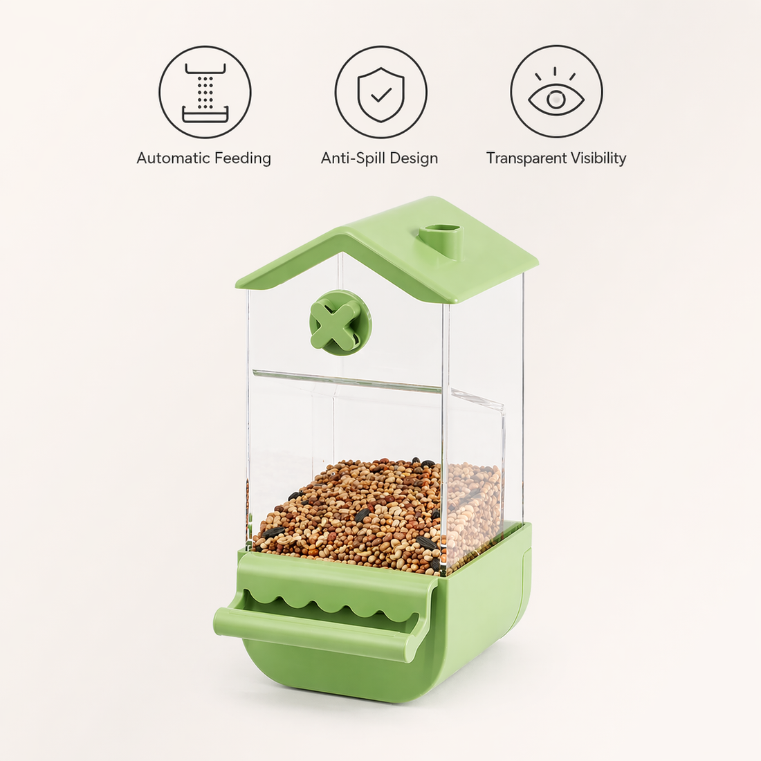 Bird Feeder | Automatic Cage Feeder, No Mess, Anti Spill, Transparent