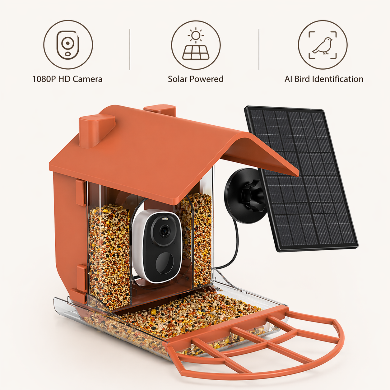 Bird Feeder Camera | Solar Powered WiFi Smart Feeder, AI Bird ID HD