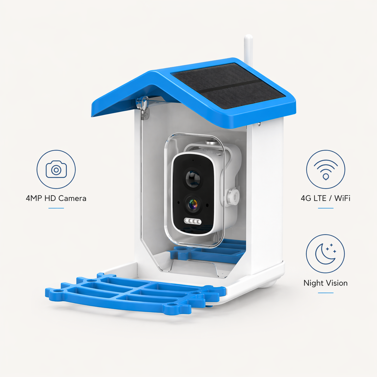 Bird Feeder Camera | 4MP WiFi Smart Feeder, Solar Powered Night Vision