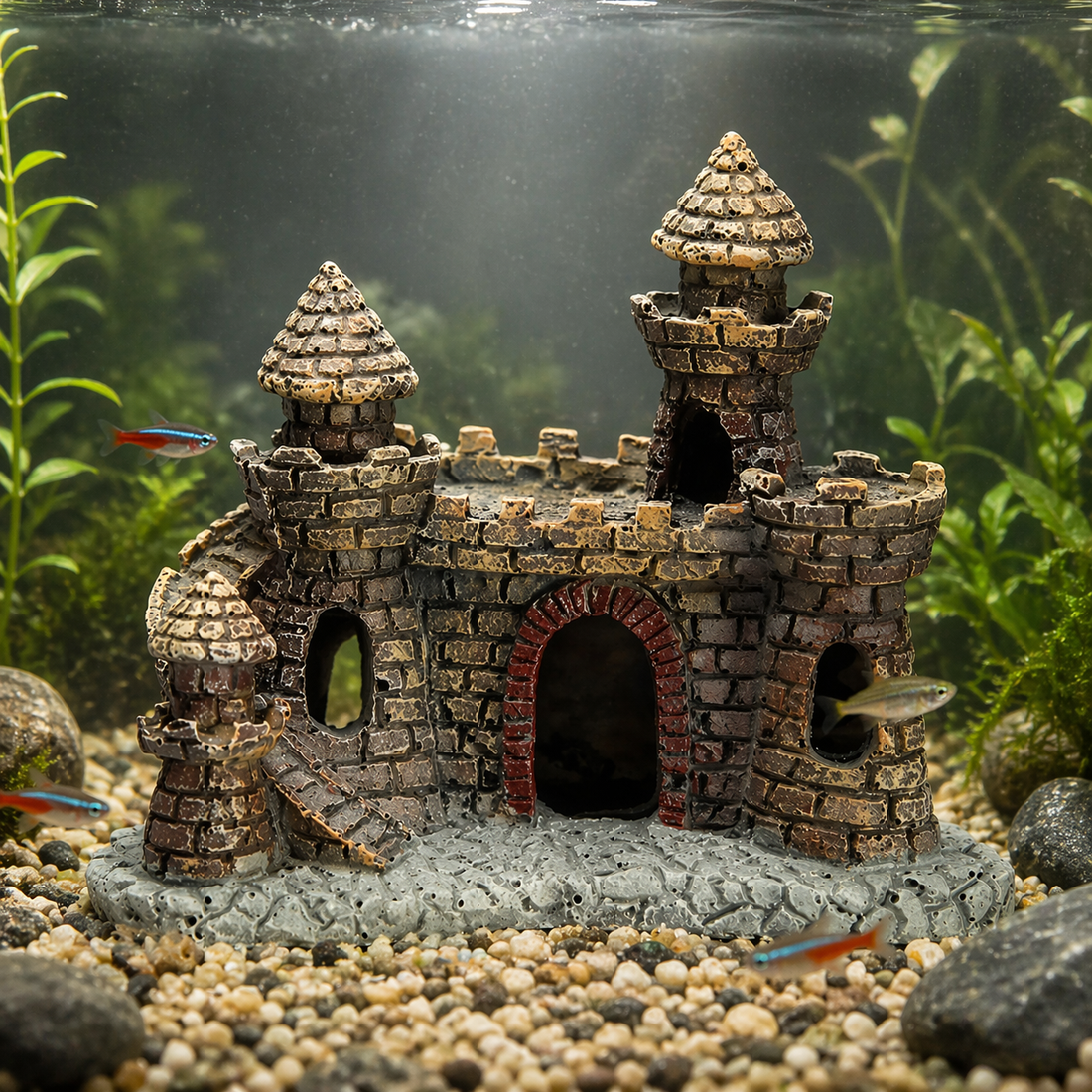 Aquarium Castle Ornament | Resin Stone Fish Tank Decor, Medieval Style