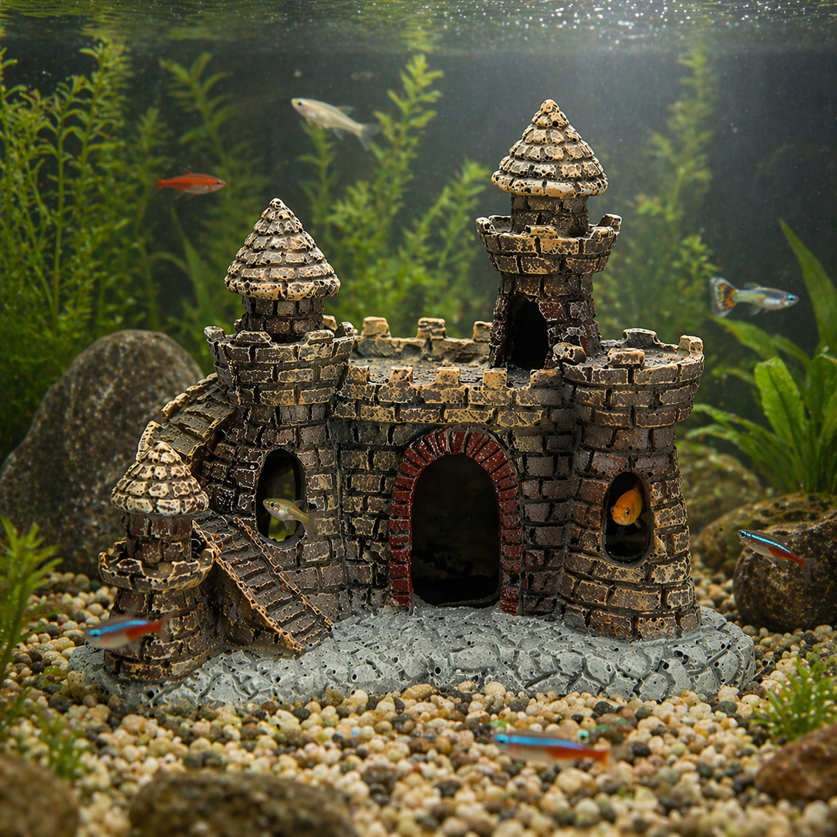 Vintage Aquarium Castle Ornament Creative Fish Tank Landscaping Resin Decorations for Aquarium Fish Tank