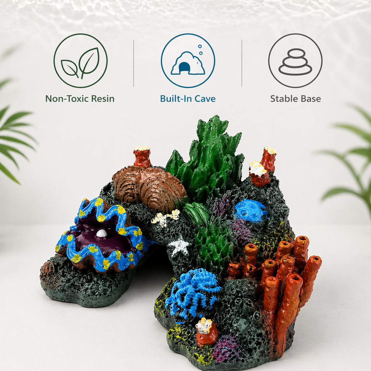 Resin Fish Tank Ornament - Simulated Coral Reef Island - Aquarium Plant