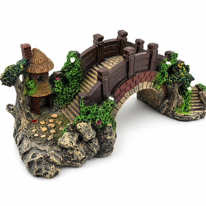 Aquarium Bridge Ornament | Resin Fish Tank Decor, Cave Hideout