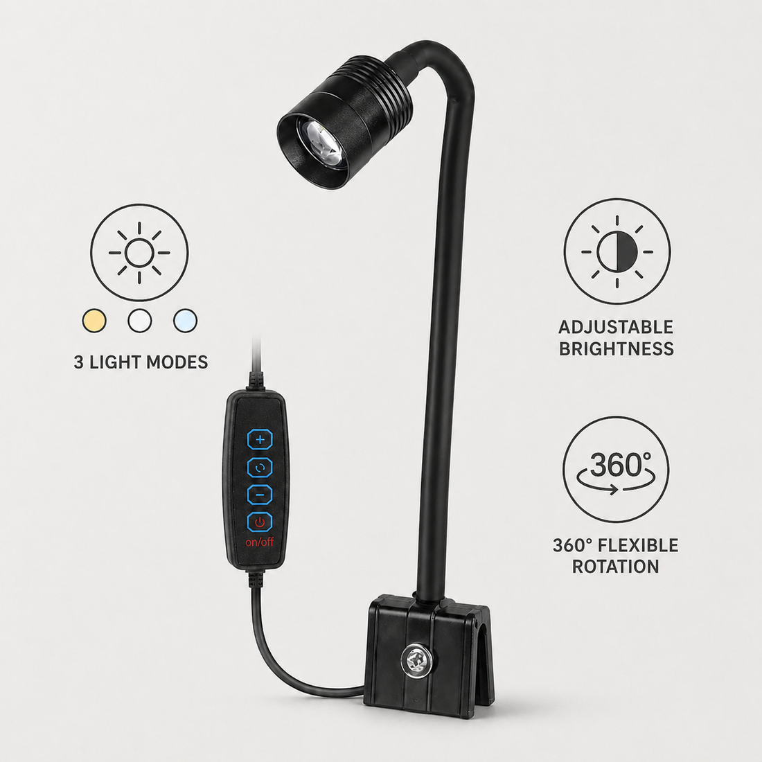 Aquarium LED Light | USB Clip On Lamp, 3 Modes Adjustable Brightness