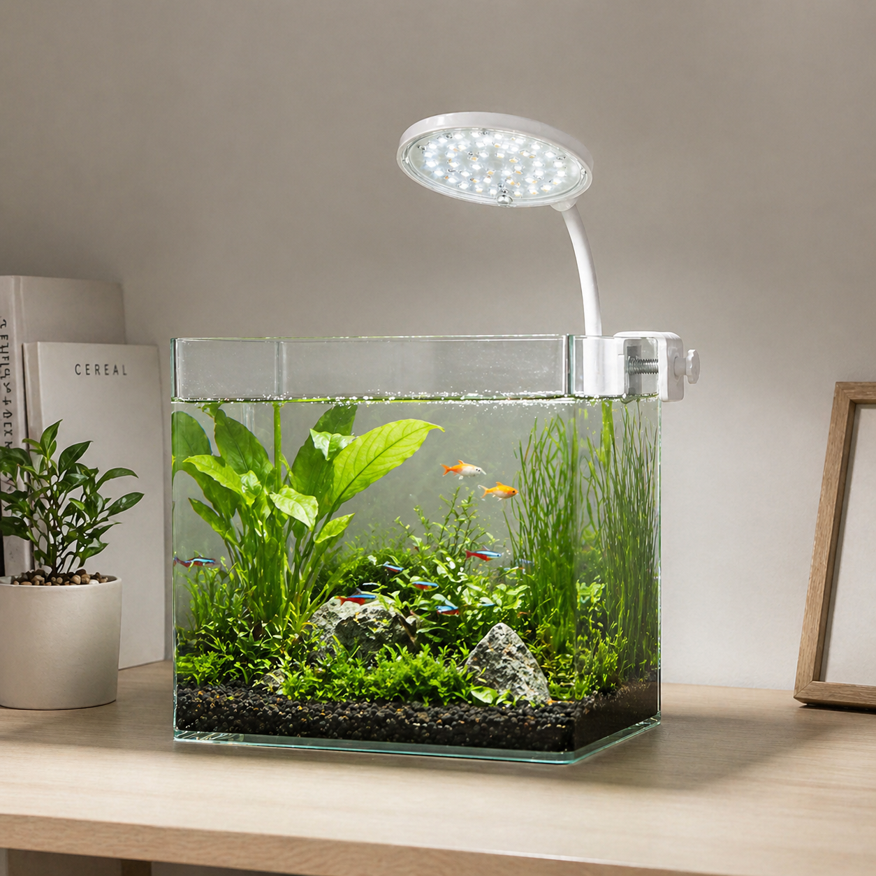 Aquarium LED Light | USB Clip On Lamp, 3 Color Modes Adjustable