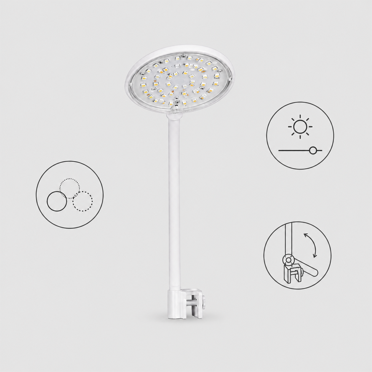 Aquarium LED Light | USB Clip On Lamp, 3 Color Modes Adjustable