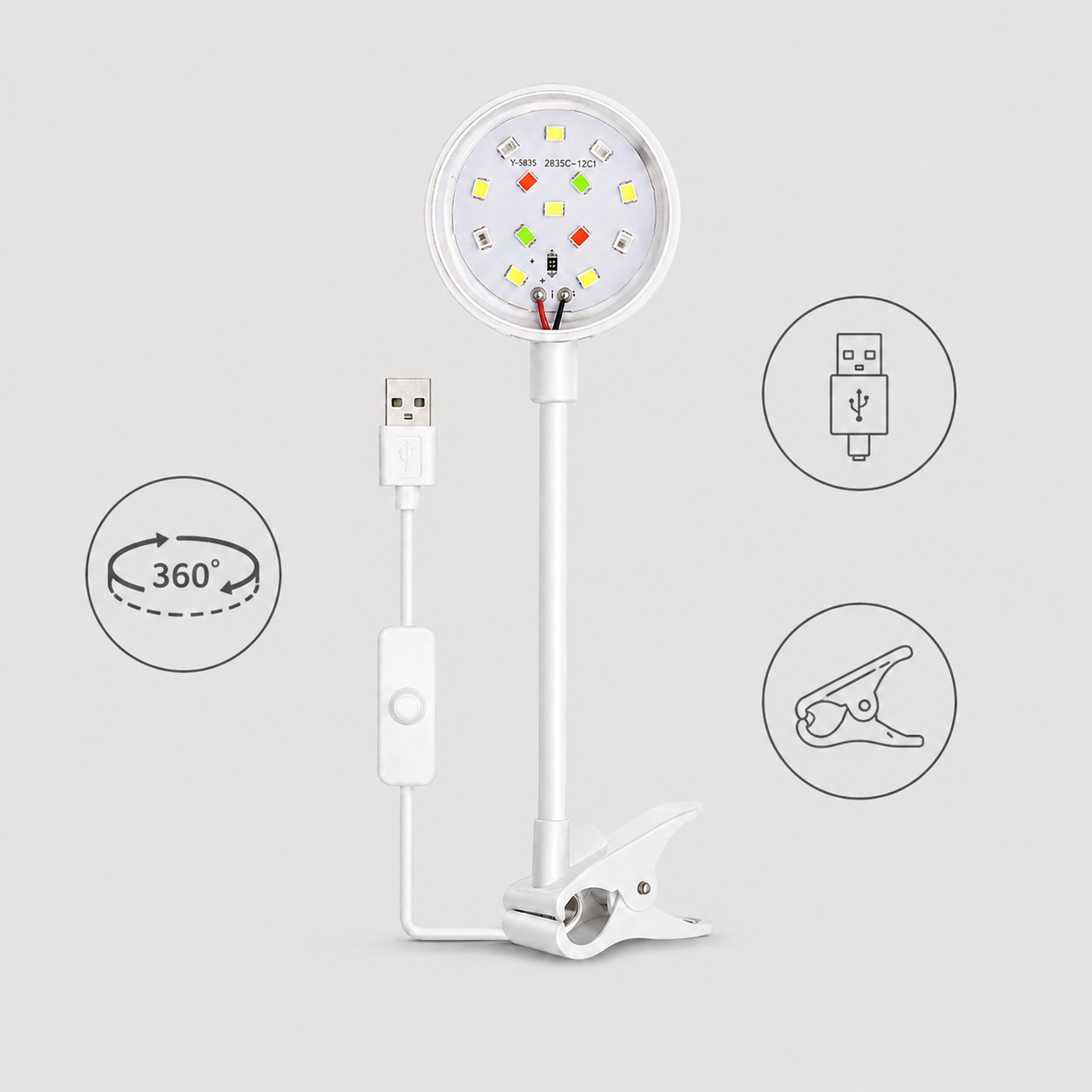 Aquarium LED Light | USB Clip On Lamp, 360 Degree Adjustable