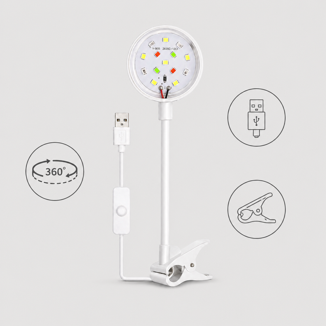 Aquarium LED Light | USB Clip On Lamp, 360 Degree Adjustable