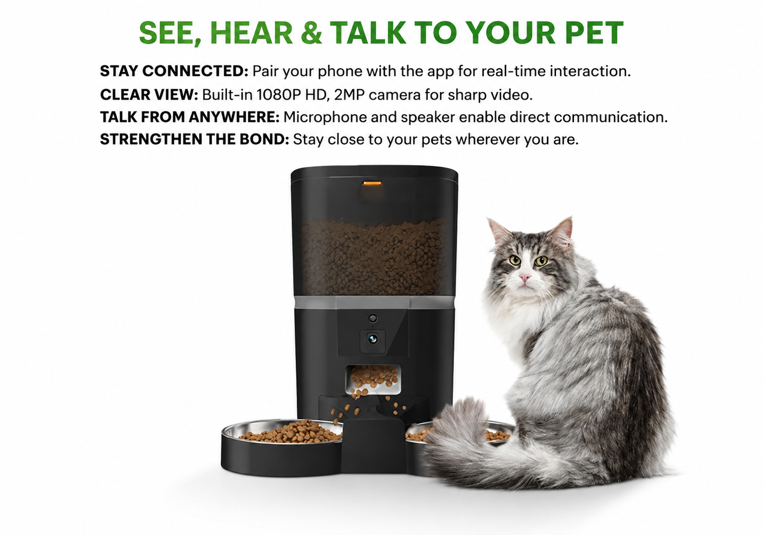 Automatic Feeder - Dual 4L, HD Camera, App Control, 2 Pets