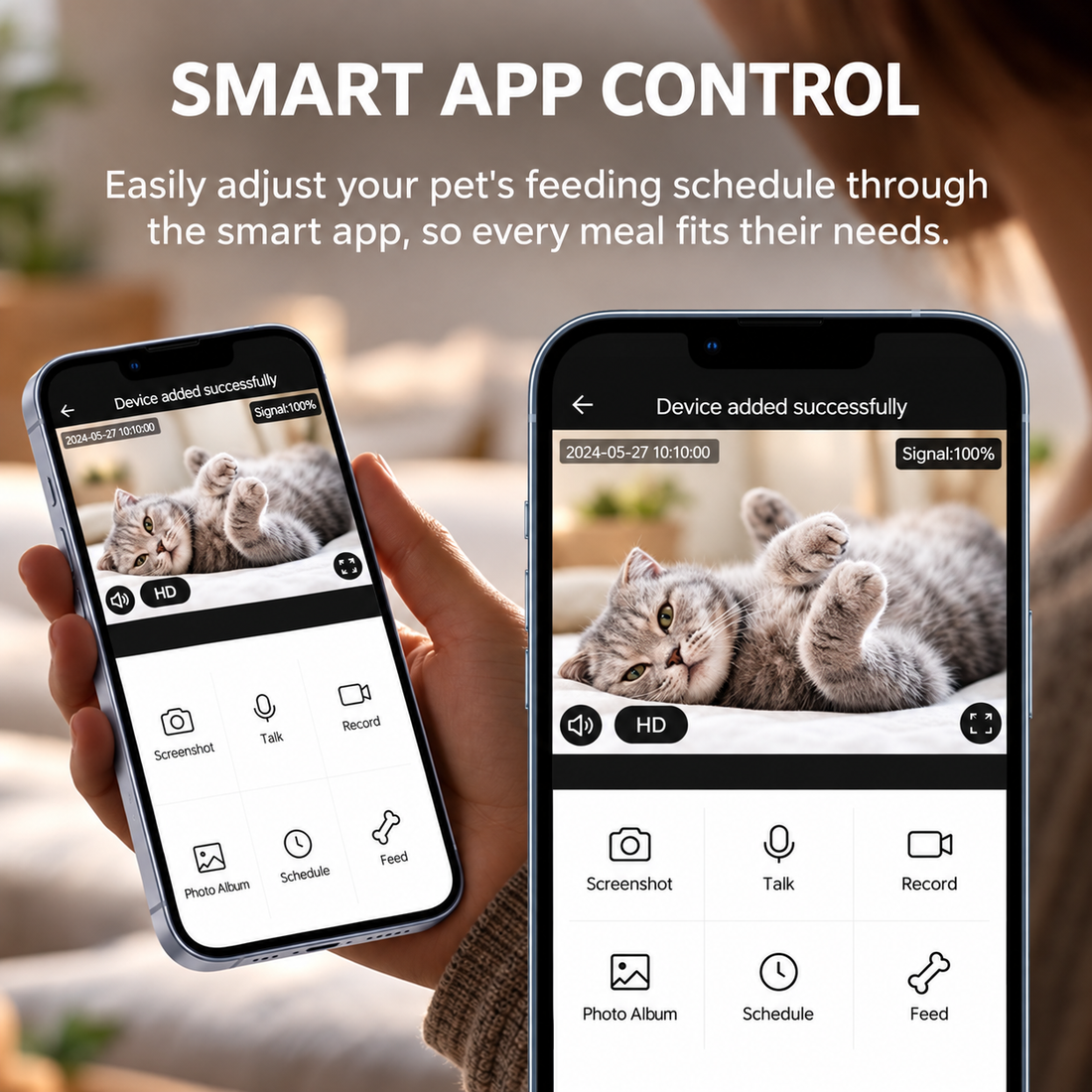 Automatic Feeder - Dual 4L, HD Camera, App Control, 2 Pets