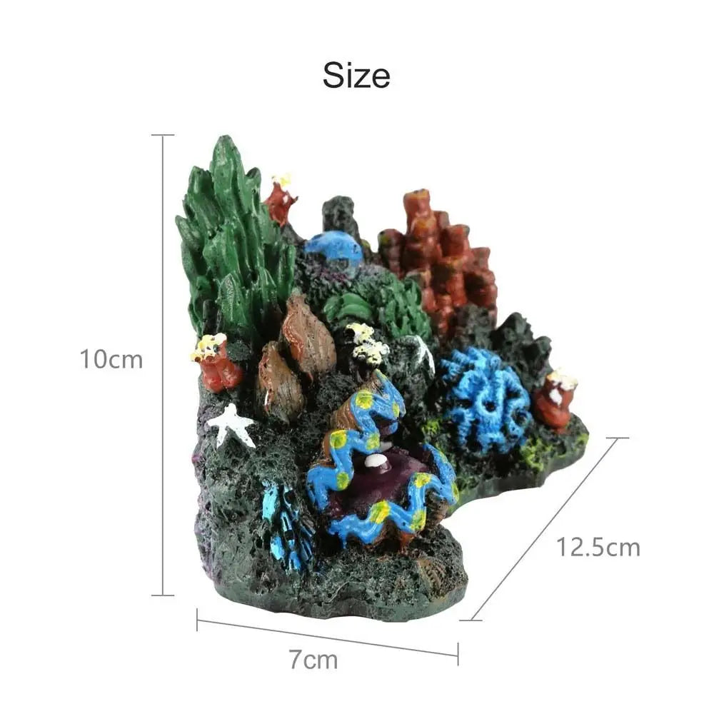 Resin Fish Tank Ornament - Simulated Coral Reef Island - Aquarium Plant
