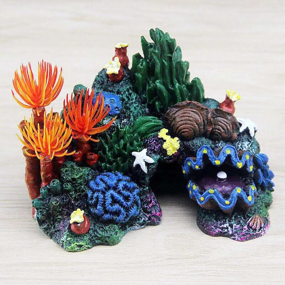 Resin Fish Tank Ornament - Simulated Coral Reef Island - Aquarium Plant