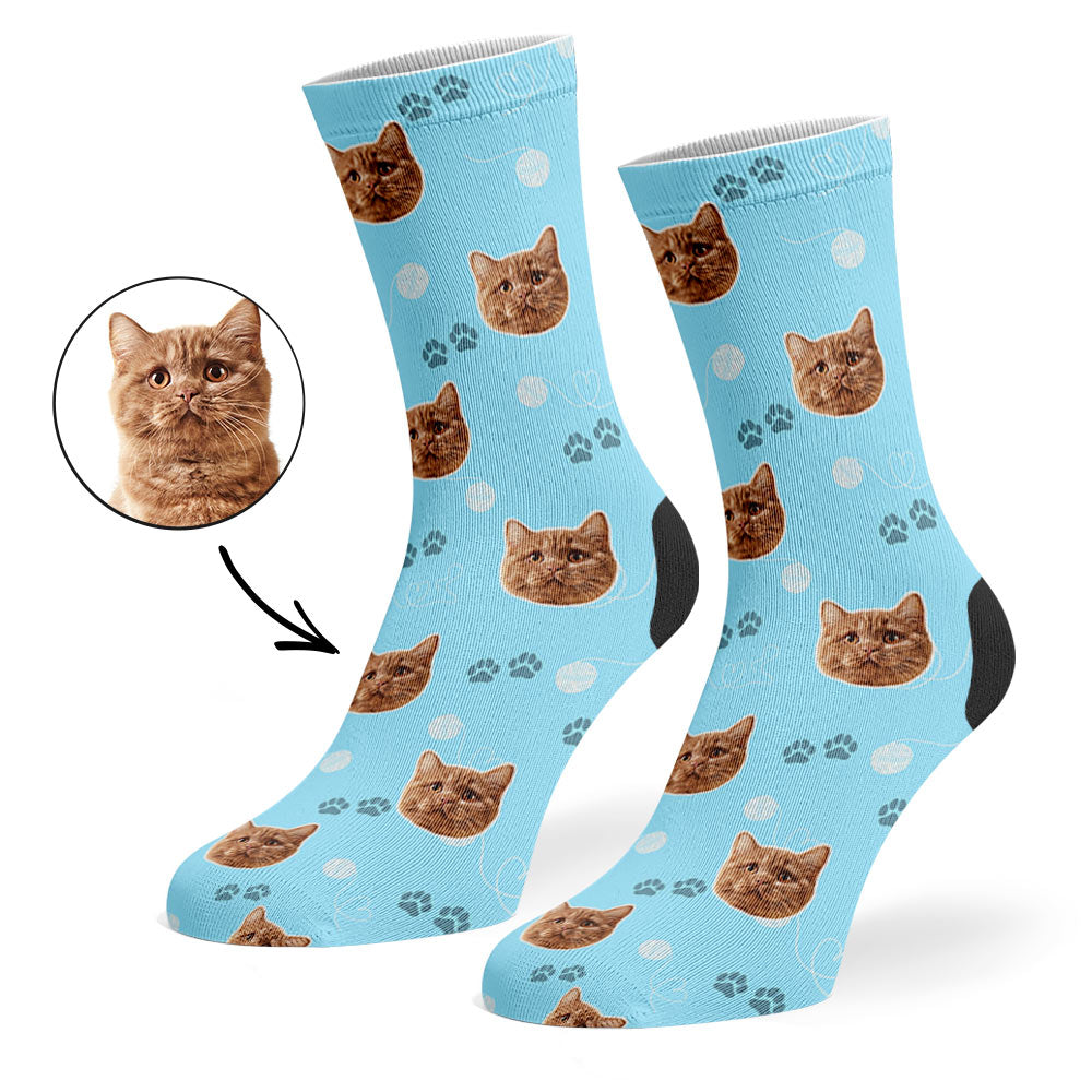 Talia | Personalized Pet Parent Gift Socks | Custom Cat Photo | 17 Colors