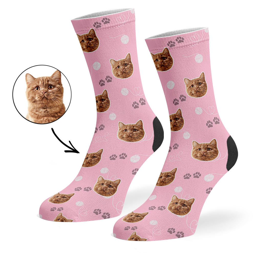 Talia | Personalized Pet Parent Gift Socks | Custom Cat Photo | 17 Colors