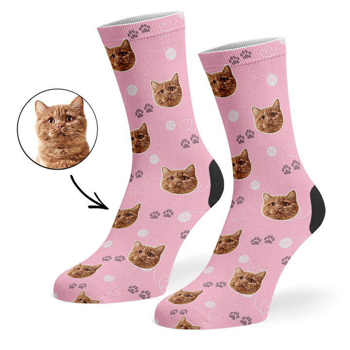 Talia | Personalized Pet Parent Gift Socks | Custom Cat Photo | 17 Colors