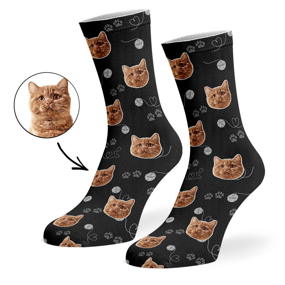 Talia | Personalized Pet Parent Gift Socks | Custom Cat Photo | 17 Colors