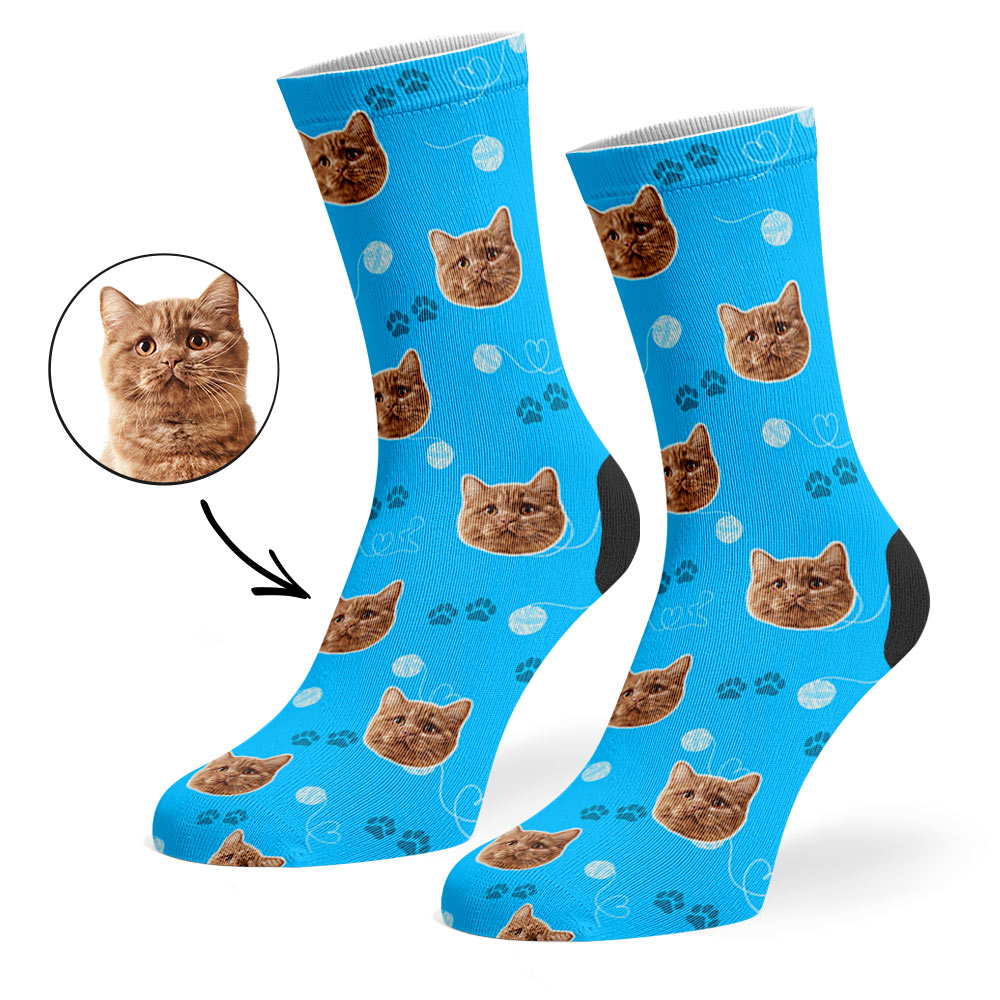 Talia | Personalized Pet Parent Gift Socks | Custom Cat Photo | 17 Colors