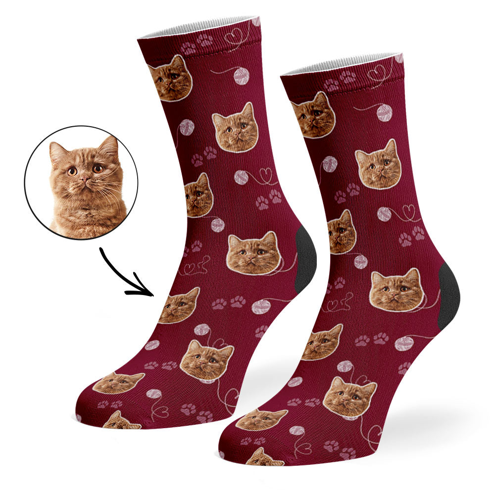 Talia | Personalized Pet Parent Gift Socks | Custom Cat Photo | 17 Colors