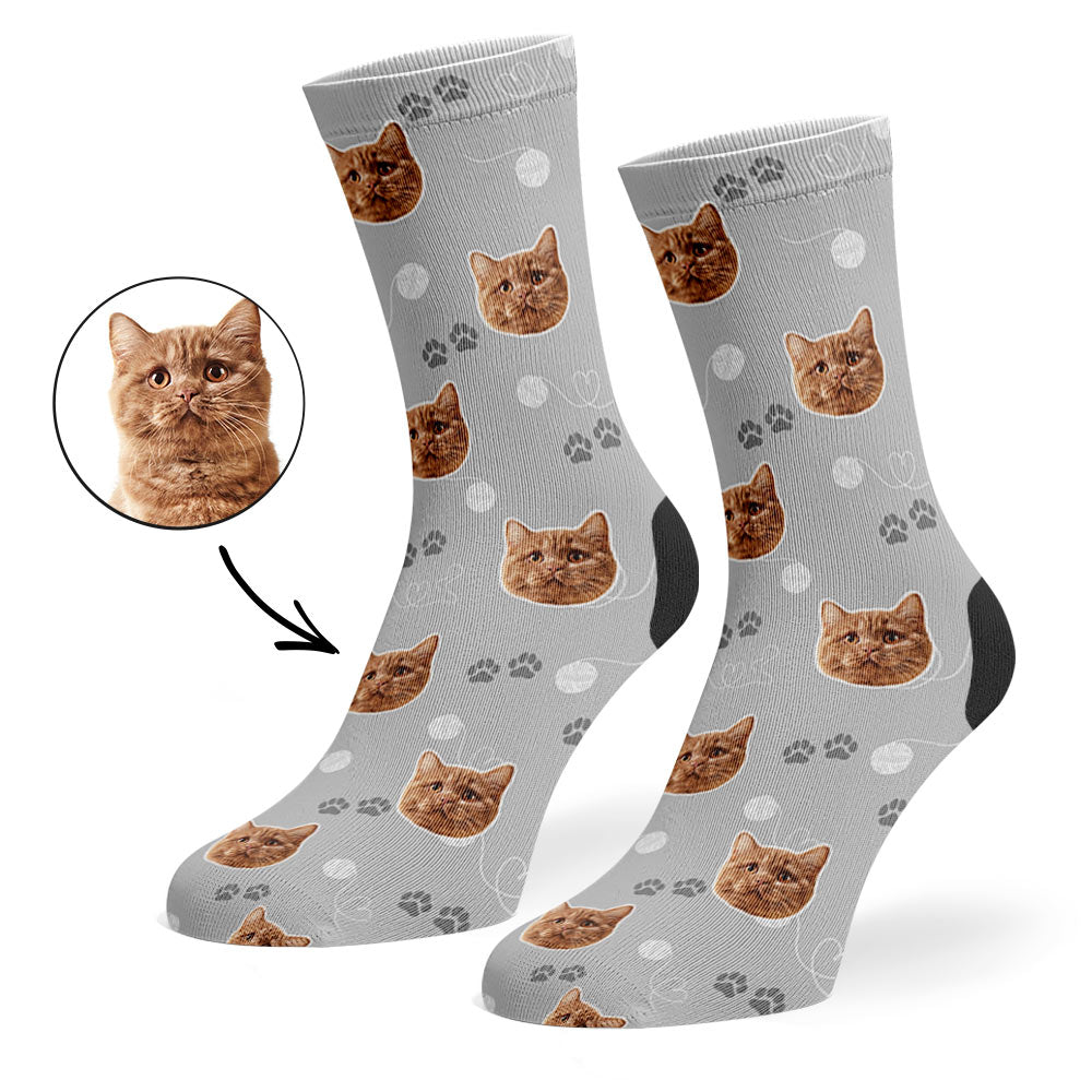 Talia | Personalized Pet Parent Gift Socks | Custom Cat Photo | 17 Colors
