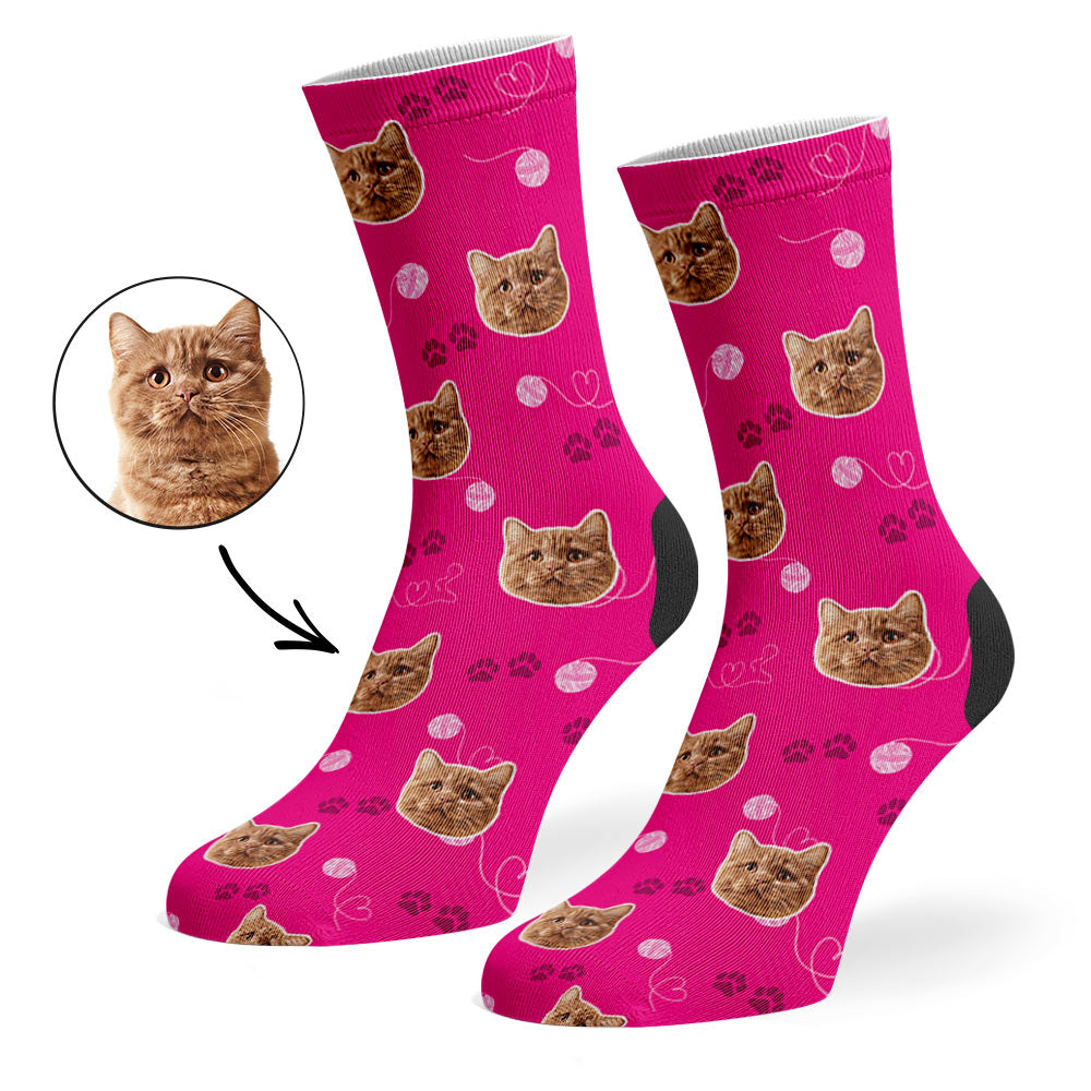 Talia | Personalized Pet Parent Gift Socks | Custom Cat Photo | 17 Colors
