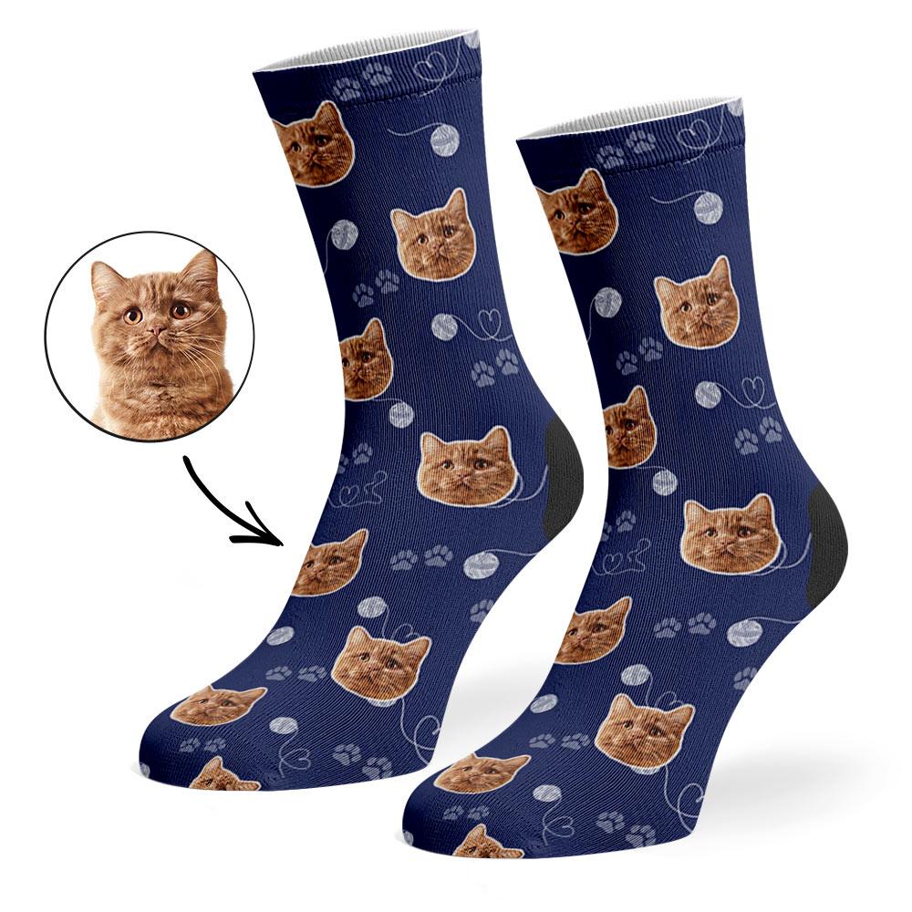 Talia | Personalized Pet Parent Gift Socks | Custom Cat Photo | 17 Colors