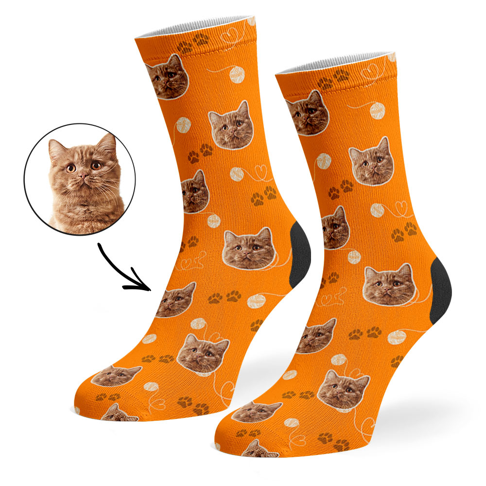 Talia | Personalized Pet Parent Gift Socks | Custom Cat Photo | 17 Colors